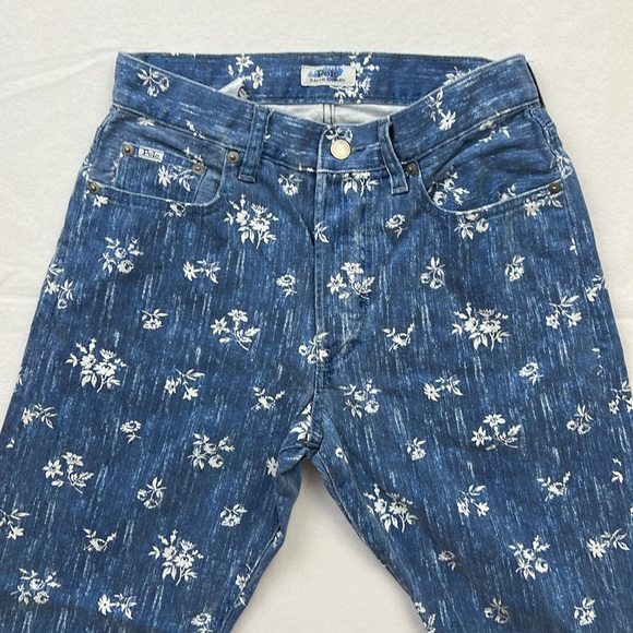 Polo Ralph Lauren Callen High Rise Slim Blue Jeans Floral Print Sz: 27R - Picture 5 of 16